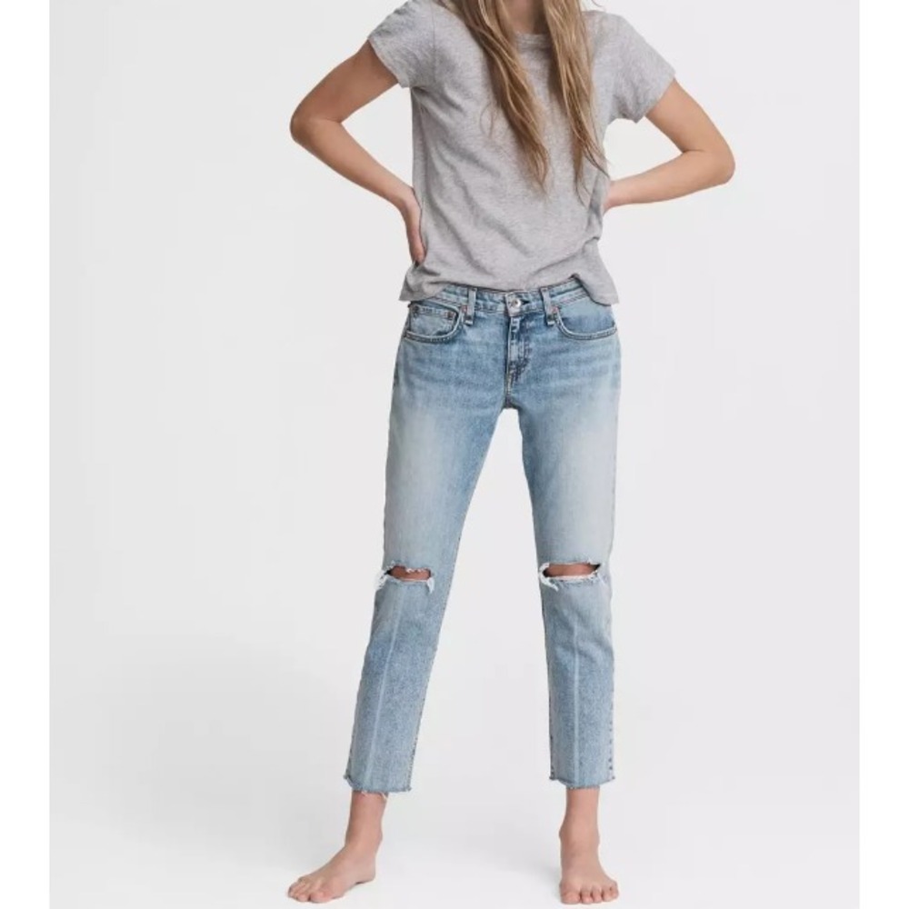 Rag & Bone Dre Low Rise Slim Boyfriend Jeans Stella Size 25 Distressed